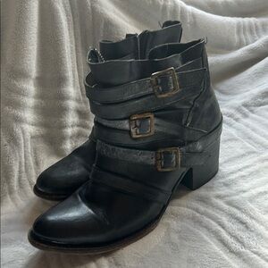 Black Leather Ankle Boots